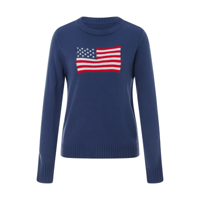 Noemi Gestrickter Pullover mit Amerikanischer Flagge