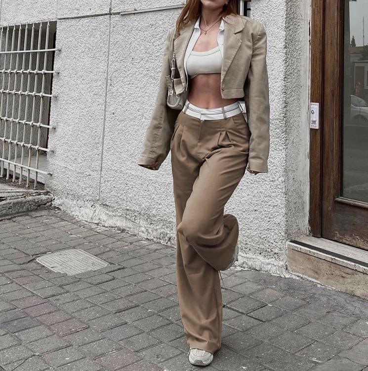 Olga Hochtaillierte Hose mit Weitem Bein