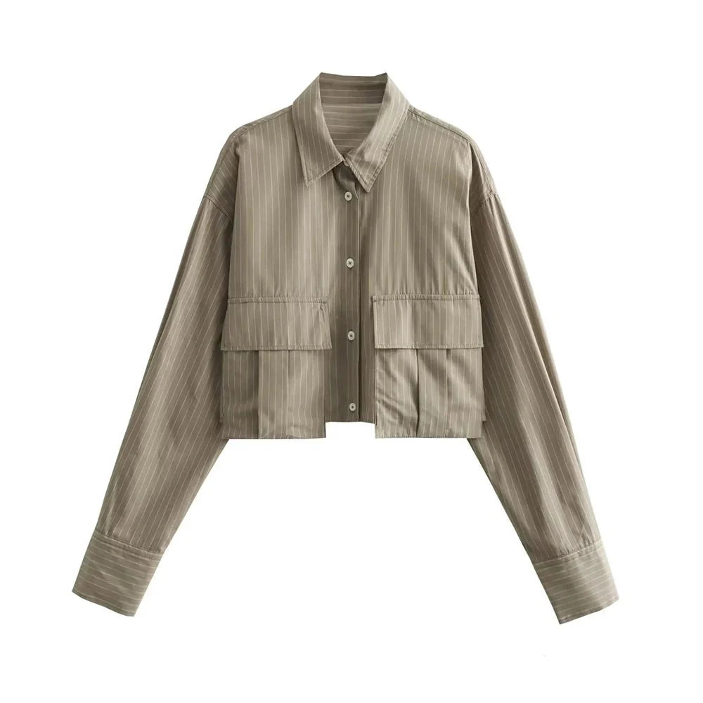 Piper Cropped Langarm- Hemd