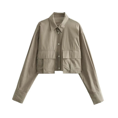 Piper Cropped Langarm- Hemd