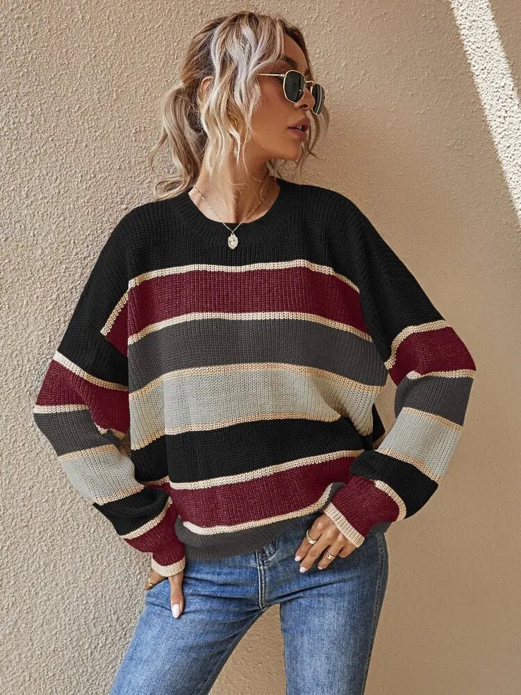 Reese Gestrickter Gestreifter Pullover