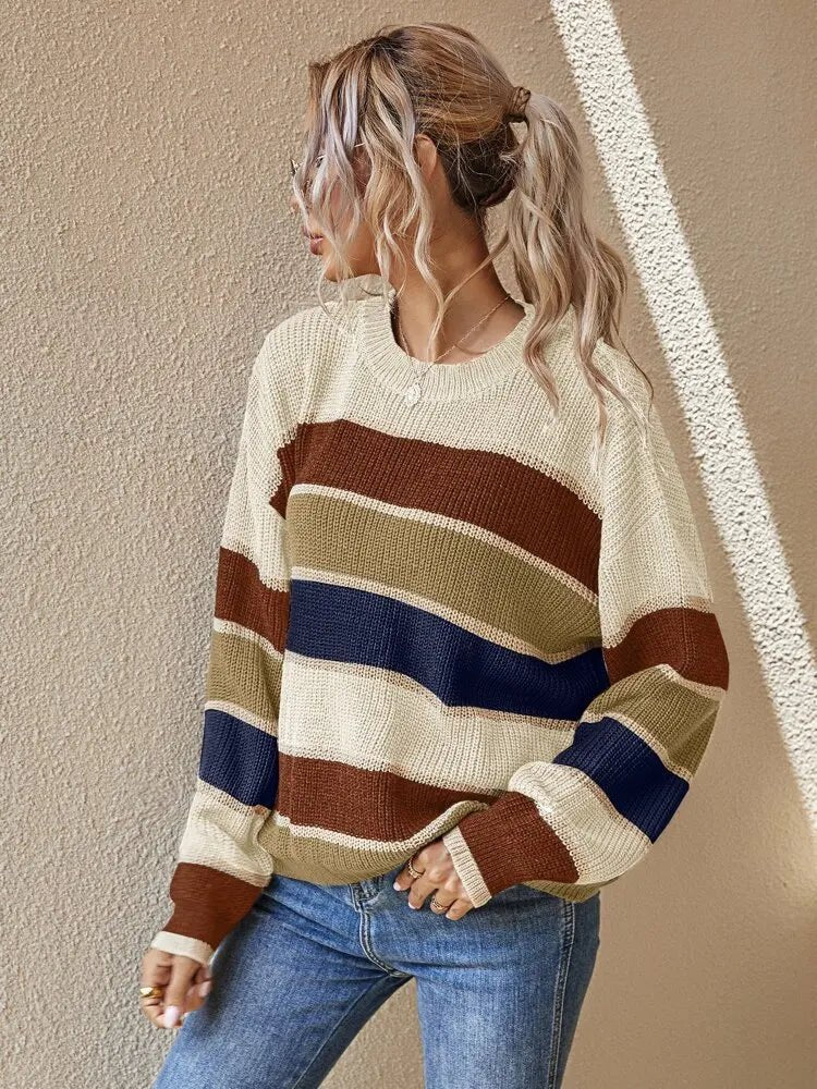 Reese Gestrickter Gestreifter Pullover
