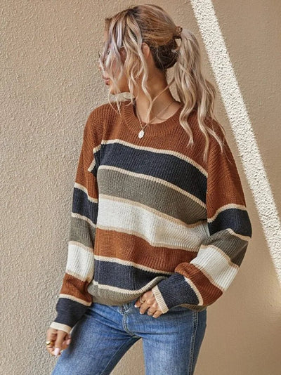 Reese Gestrickter Gestreifter Pullover