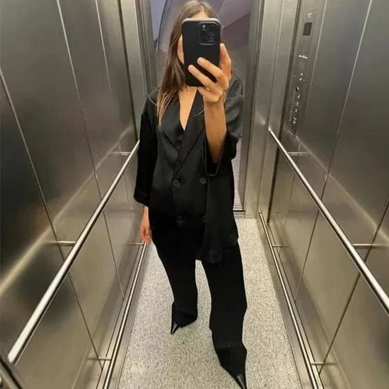 Trixia Lose Blazer und Hosen-Set