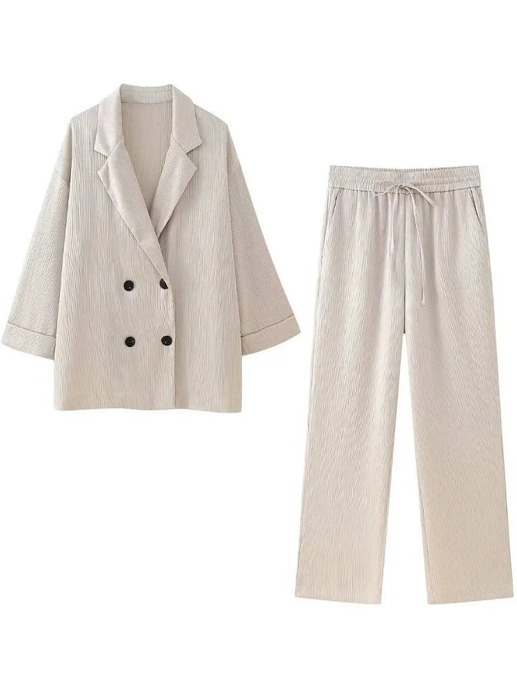 Trixia Lose Blazer und Hosen-Set