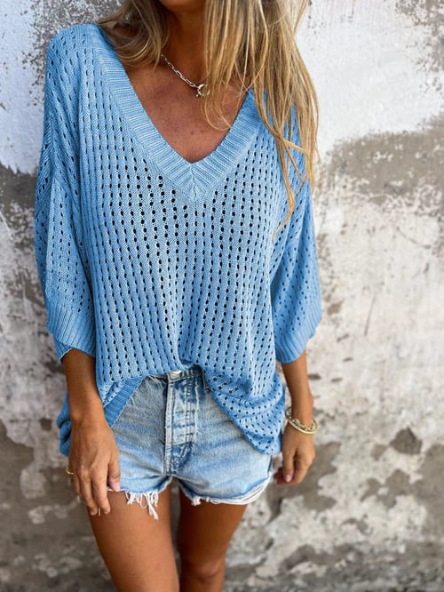 Yvette Hohle Bluse mit V-Ausschnitt