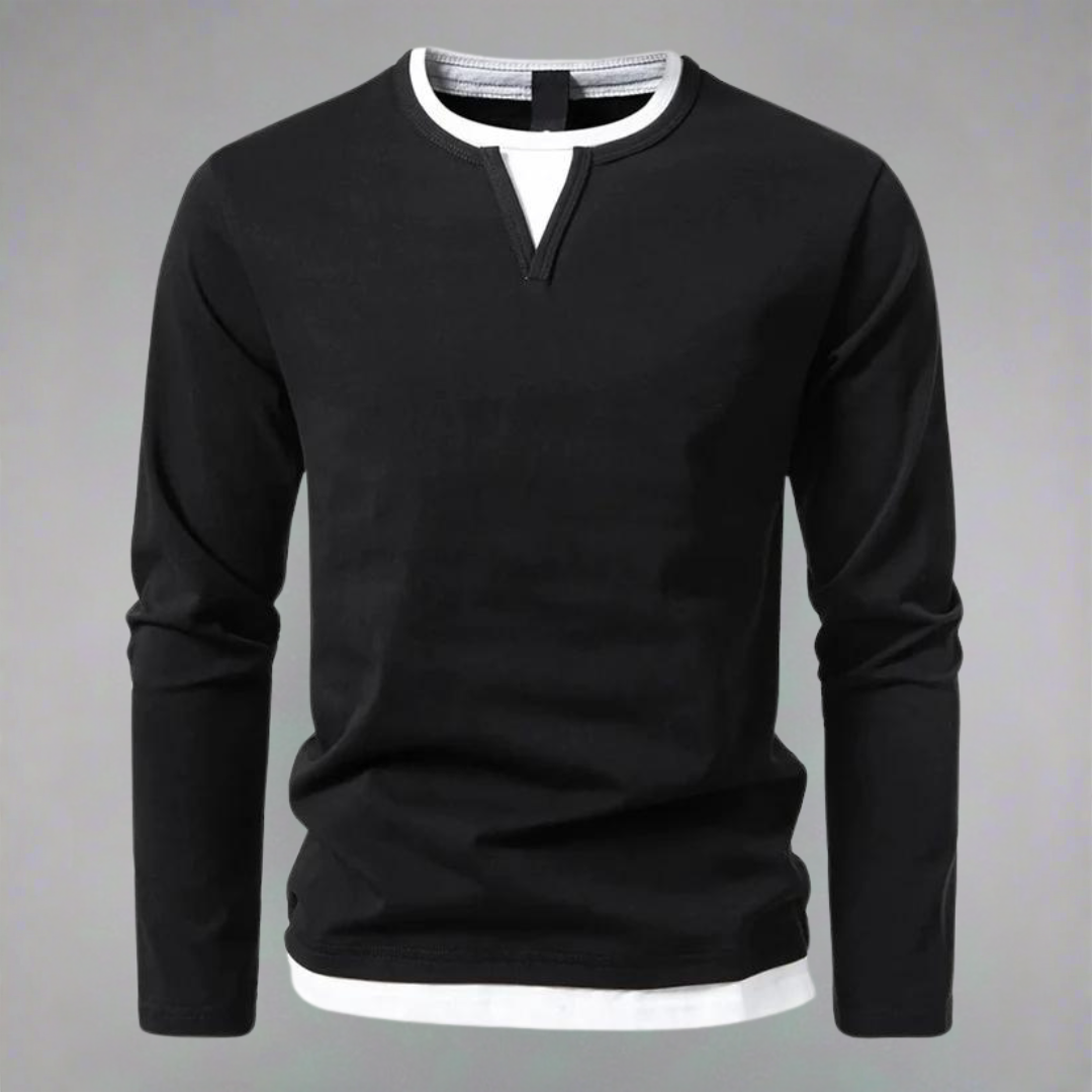 GINO™ Baumwollpullover Für Herren Mit V-Ausschnitt & Modernem Layer-Look - Lässiger Stil & Komfort