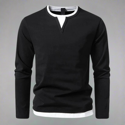 GINO™ Baumwollpullover Für Herren Mit V-Ausschnitt & Modernem Layer-Look - Lässiger Stil & Komfort
