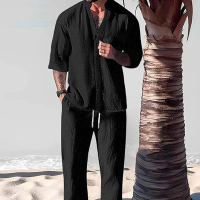 Atmungsaktives Hemd-Hose Set aus Baumwolleinen – Álvaro