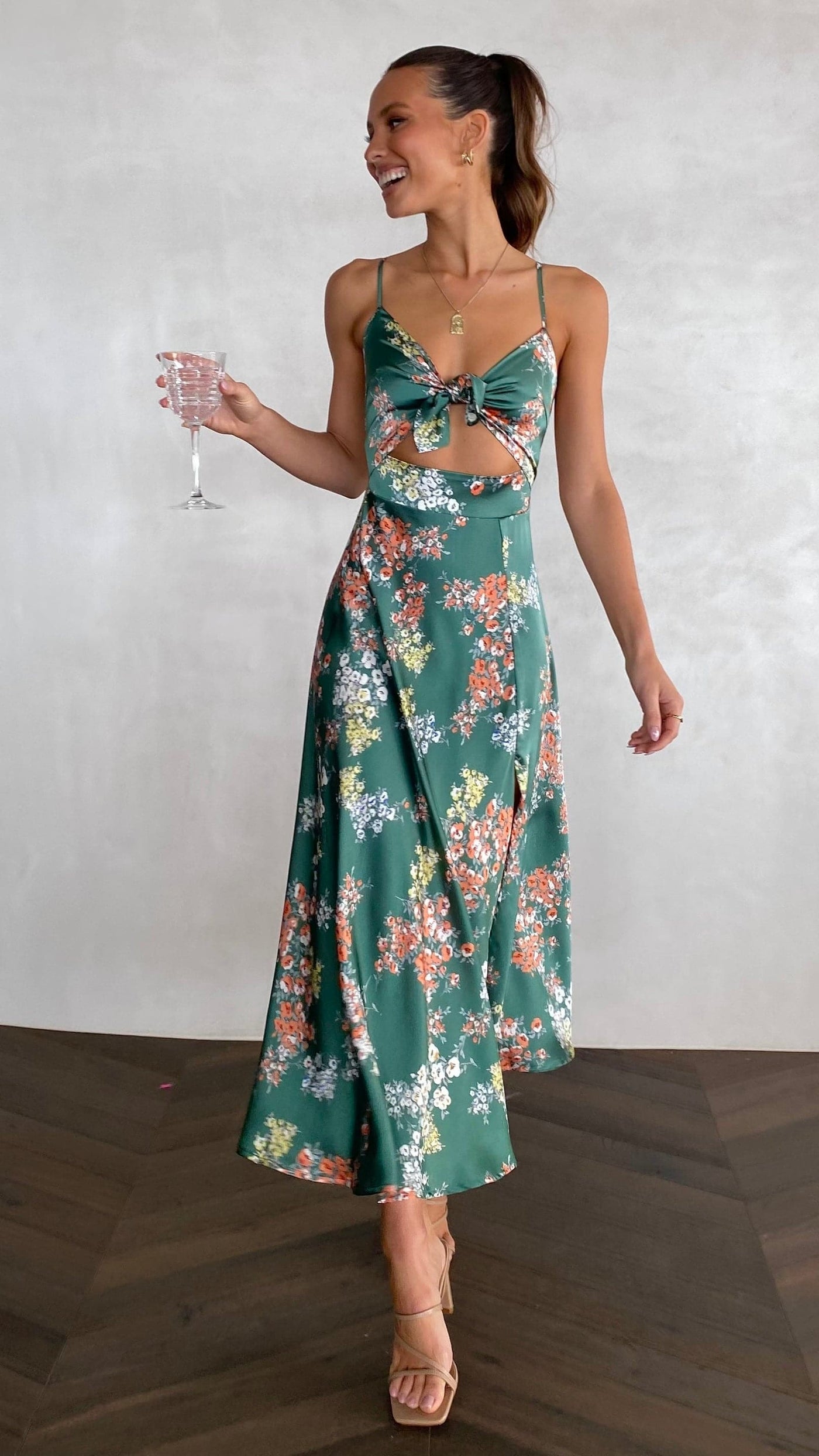 Titus | Dreamers Midi-Kleid - Grüne Blumen