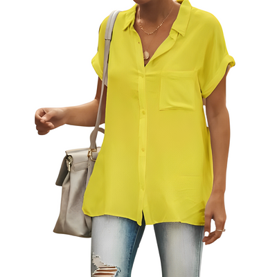 Kurzärmelige Bluse aus Baumwoll-Leinen-Mix –  Clara