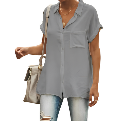 Kurzärmelige Bluse aus Baumwoll-Leinen-Mix –  Clara