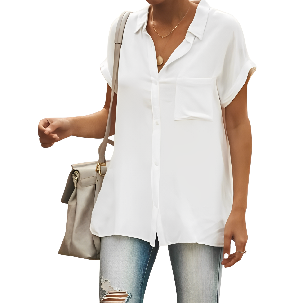 Kurzärmelige Bluse aus Baumwoll-Leinen-Mix –  Clara