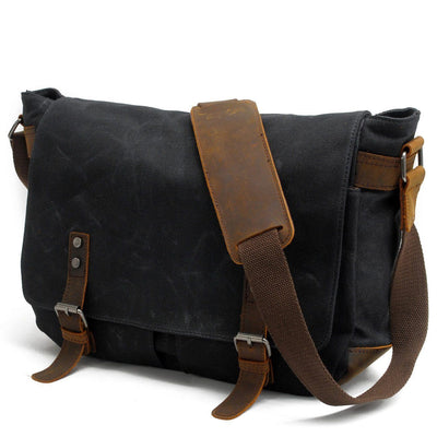 Conway™ Retro Umhängetasche Aus Gewachstem Baumwoll-Canvas – Vintage Messenger Bag Mit Laptopfach