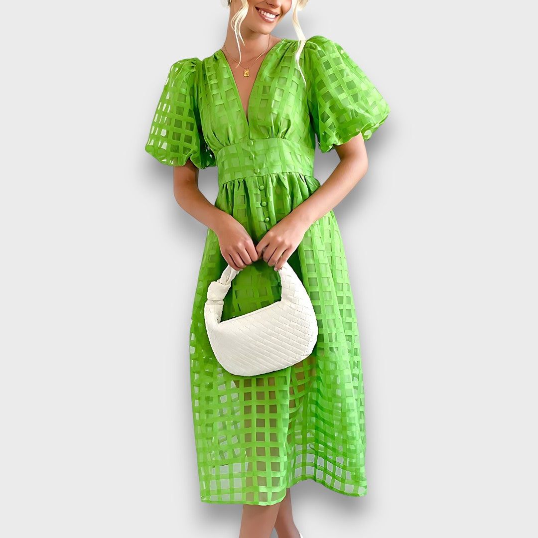 Lianora – Feminines Midikleid mit Strukturmuster