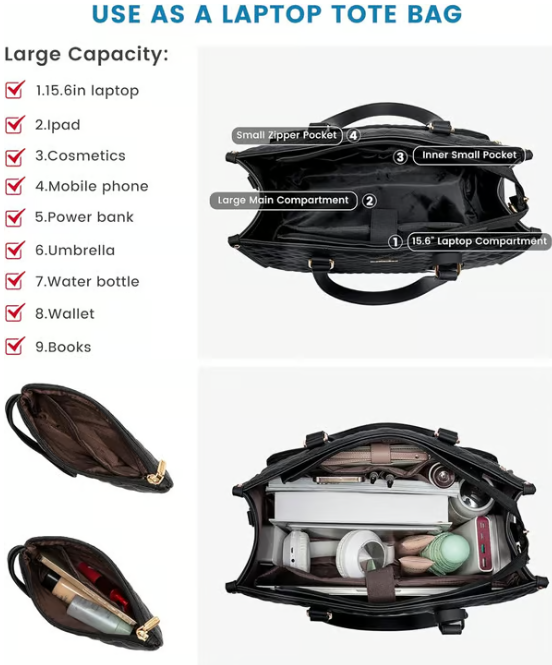 Wesson | 3-in-1-Lunch-Tragetasche für Damen Gratis passende Geldbörse