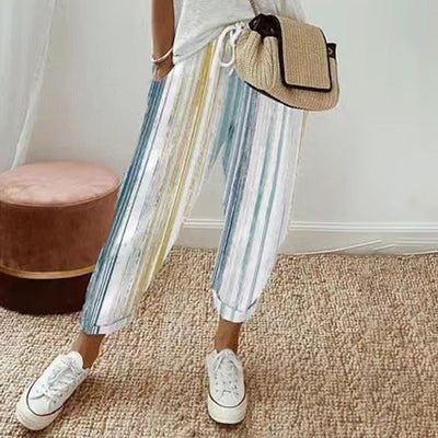 Ruby | Damen Leinen-Baumwoll-Hose Mit Streifen