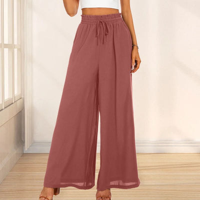 Carolyn | Weite Damenhosen mit hoher Taille und weiten Beinen mit Taschen