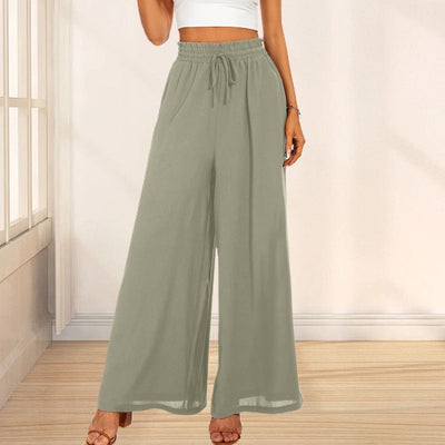 Carolyn | Weite Damenhosen mit hoher Taille und weiten Beinen mit Taschen