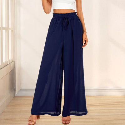 Carolyn | Weite Damenhosen mit hoher Taille und weiten Beinen mit Taschen