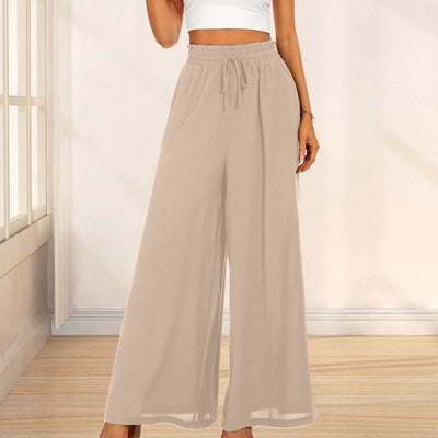 Carolyn | Weite Damenhosen mit hoher Taille und weiten Beinen mit Taschen