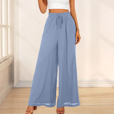 Carolyn | Weite Damenhosen mit hoher Taille und weiten Beinen mit Taschen