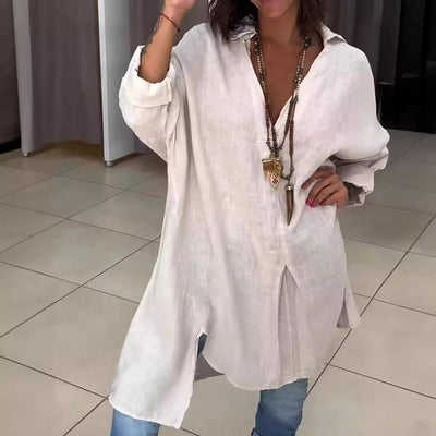 Yadiel | Sommerliches Baumwollhemd mit Leinen-Sweetheart-Ausschnitt