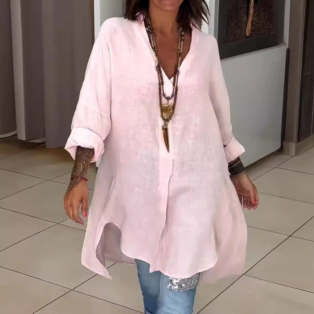 Mckinley | Sommerliches Baumwollhemd mit Leinen-V-Ausschnitt