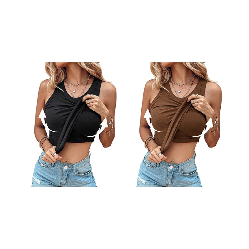 Karen | Geripptes Tanktop mit integriertem BH für Frauen