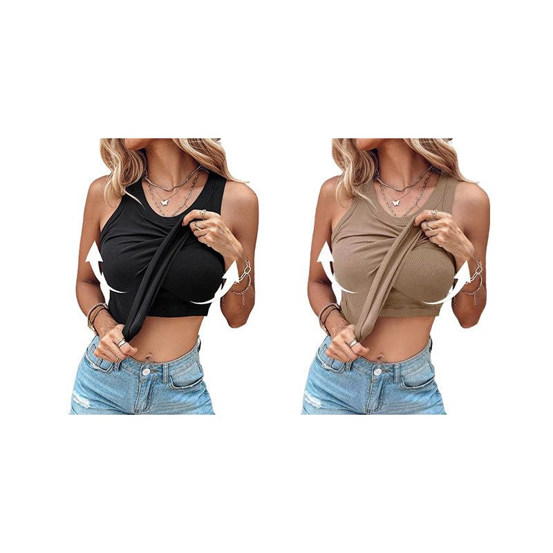 Karen | Geripptes Tanktop mit integriertem BH für Frauen