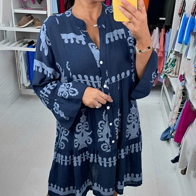 Zoe| V-Ausschnitt-Knopfleiste-Kleid-100% Baumwolle