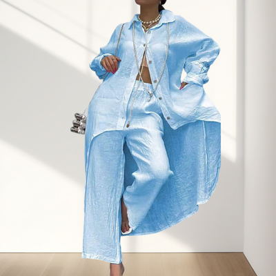 Chloe | Zweiteiliges Damenset bestehend aus Langarmhemd und Hose