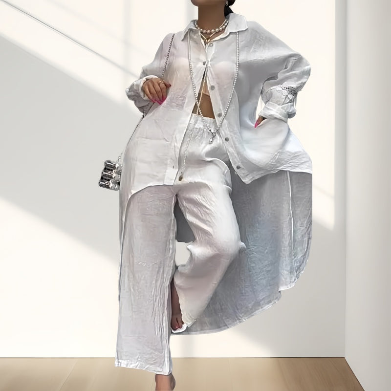 Chloe | Zweiteiliges Damenset bestehend aus Langarmhemd und Hose