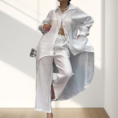 Chloe | Zweiteiliges Damenset bestehend aus Langarmhemd und Hose