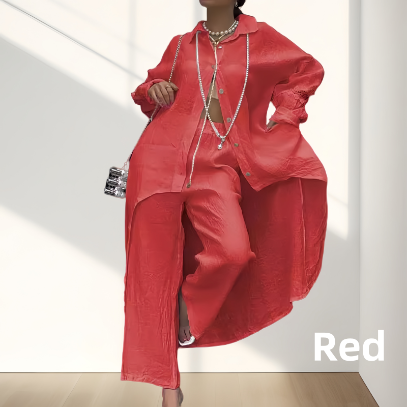 Chloe | Zweiteiliges Damenset bestehend aus Langarmhemd und Hose