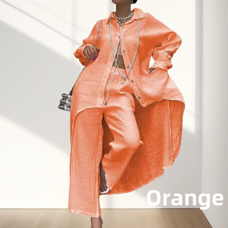 Chloe | Zweiteiliges Damenset bestehend aus Langarmhemd und Hose