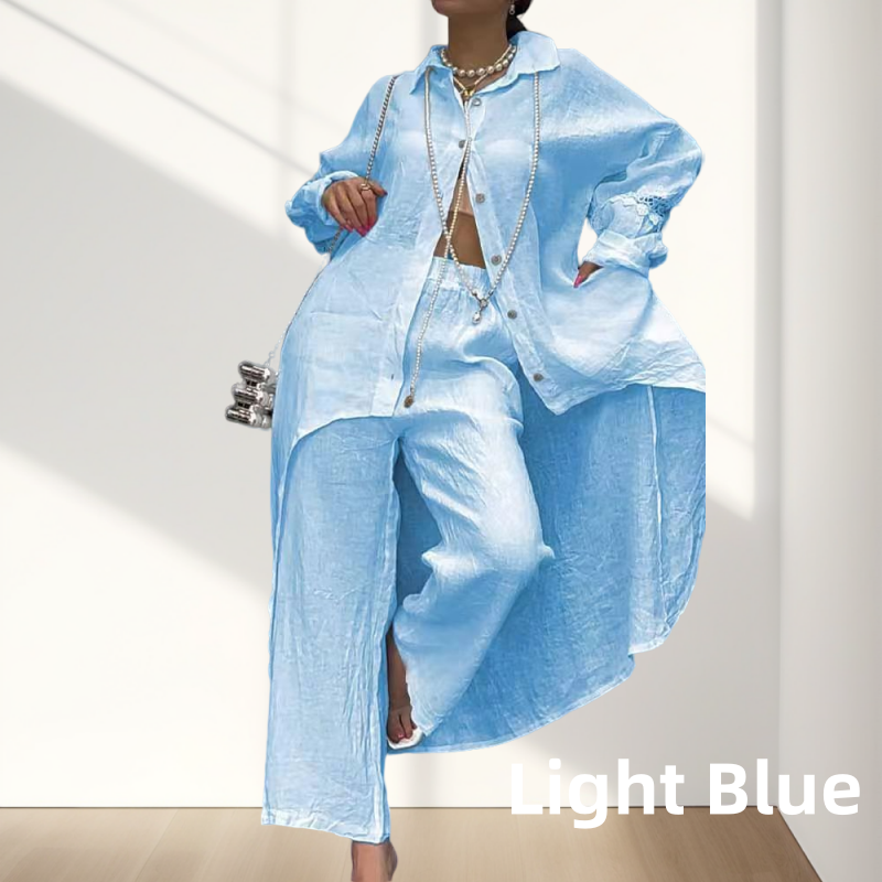 Chloe | Zweiteiliges Damenset bestehend aus Langarmhemd und Hose