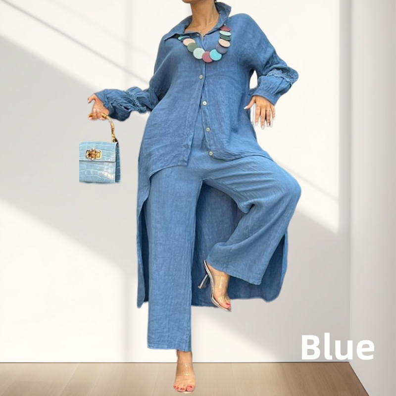 Chloe | Zweiteiliges Damenset bestehend aus Langarmhemd und Hose