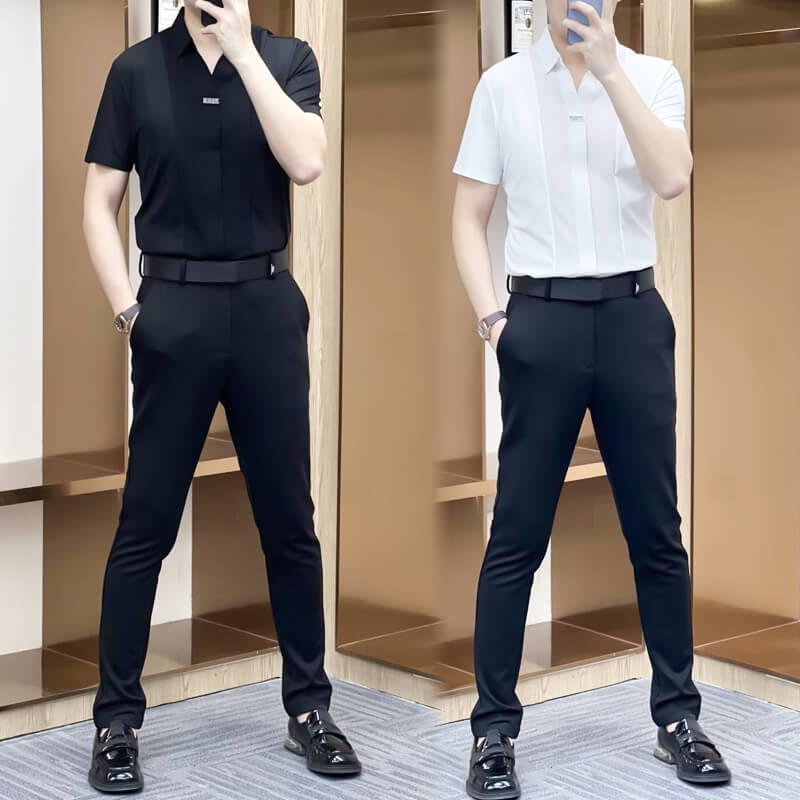 Tru | Herren Business Casual Patchwork Hemd