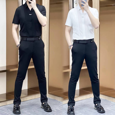 Tru | Herren Business Casual Patchwork Hemd