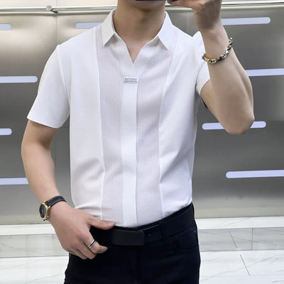 Micheal | Herren Business Casual Patchwork Hemd