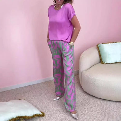 Luis | 2-teiliges Set aus Oberteil und bedruckter Hose mit weitem Bein