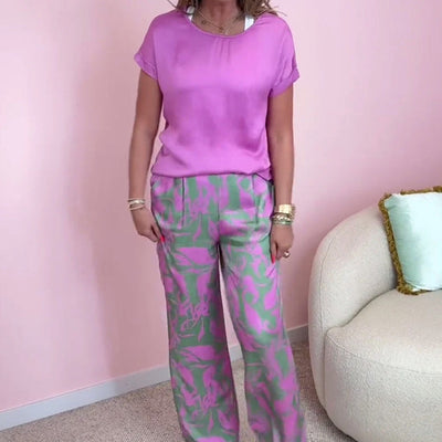 Luis | 2-teiliges Set aus Oberteil und bedruckter Hose mit weitem Bein