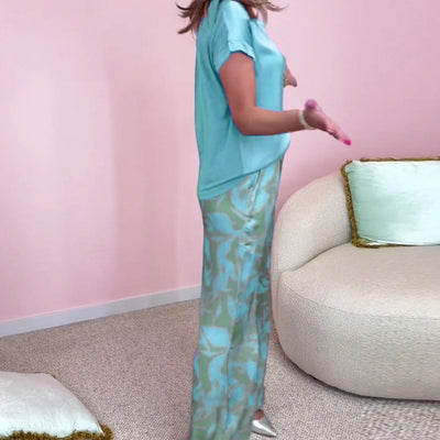 Luis | 2-teiliges Set aus Oberteil und bedruckter Hose mit weitem Bein