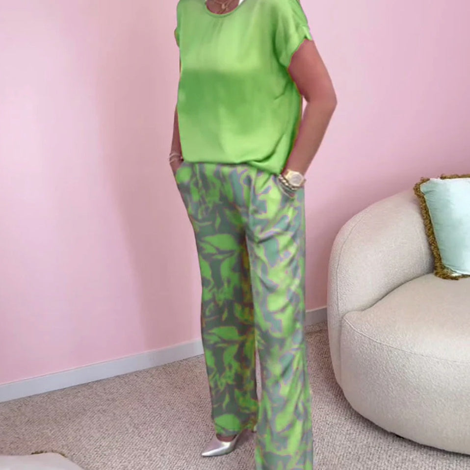 Luis | 2-teiliges Set aus Oberteil und bedruckter Hose mit weitem Bein