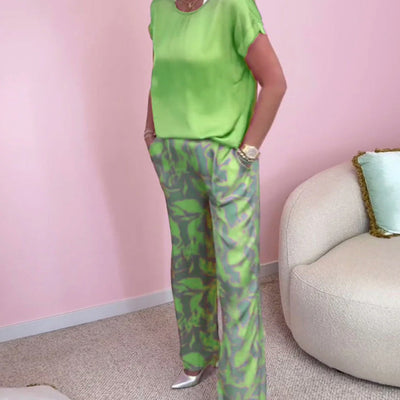 Luis | 2-teiliges Set aus Oberteil und bedruckter Hose mit weitem Bein