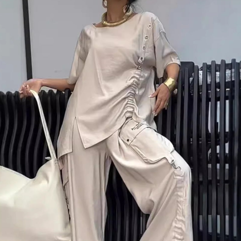 Rivka | Zweiteiliger Damenanzug mit Rundhals-T-Shirt und Hose