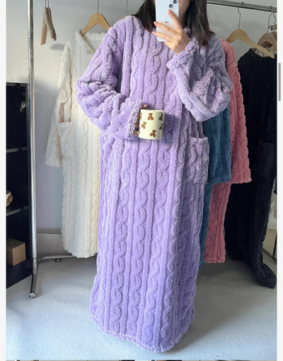 Sage |  Winterwäsche aus Fleece in Korallenfarbe