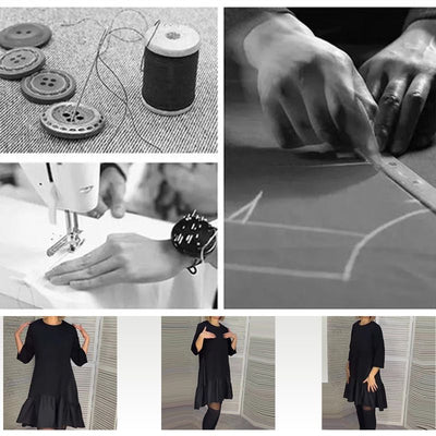 Reyna | Lässiges plissiertes elegantes schwarzes Kleid