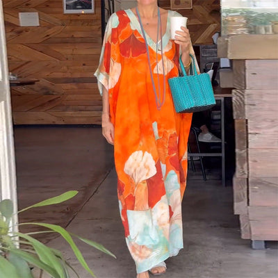 Zoey | Leichtes langes Kleid mit halblangen Ärmeln und Blumenmuster